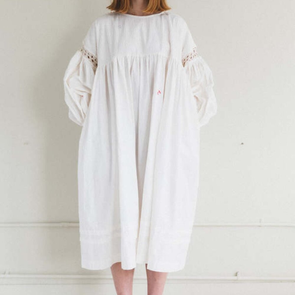 Story MFG. Mon Dress in Ecru Top Stitch